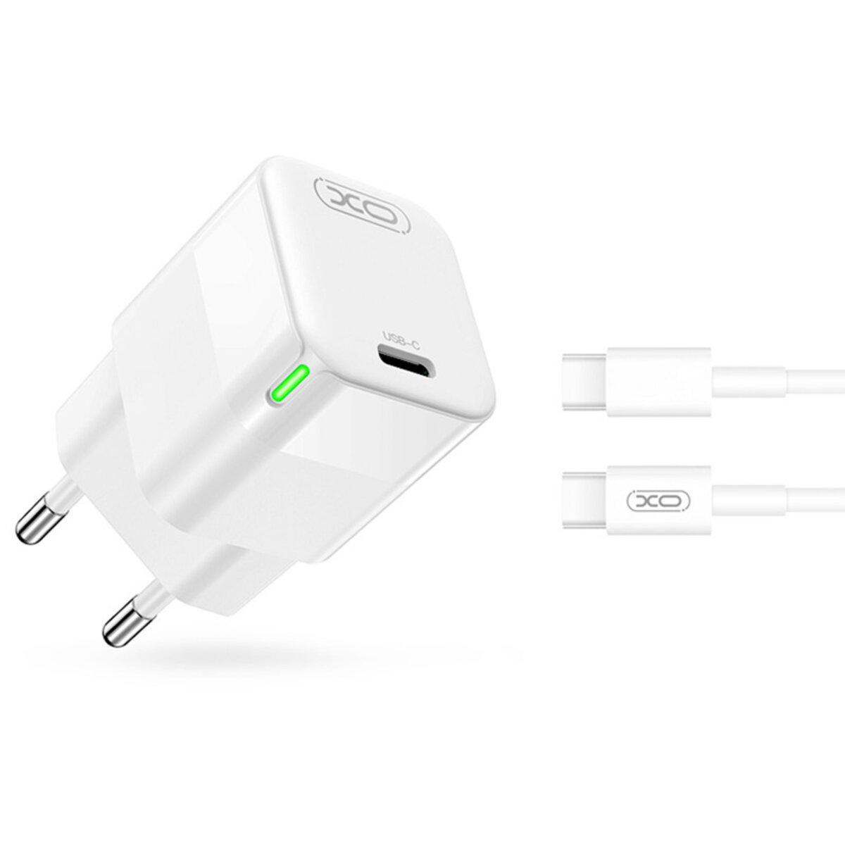 Зарядное устройство Xo CE06 PD 30 W GaN/Type-C кабель Белый