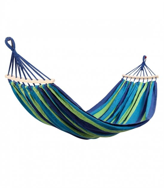 Гамак подвесной UKC тканевый с планкой 200x80 см Зеленый/Синий (TP-15)