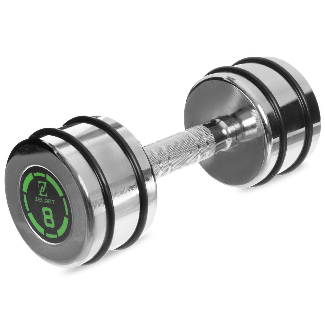 Гантель цельная Zelart FI-2622-8 стальная хромированная 8 кг (2532858566) - фото 1