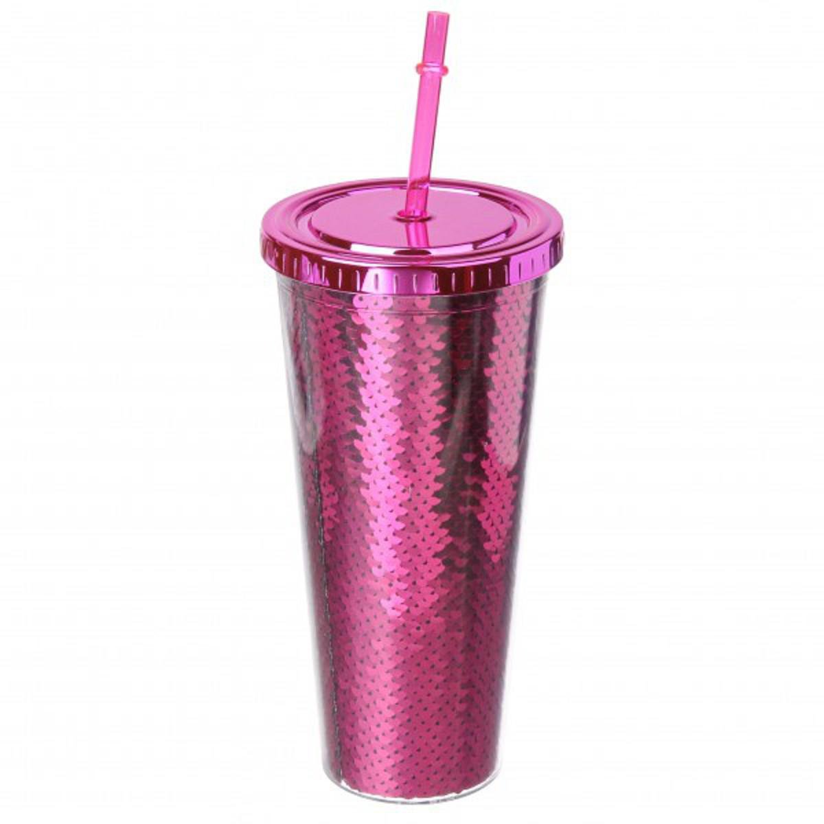 Стакан-тамблер с пайетками 650 мл Red (69-533)