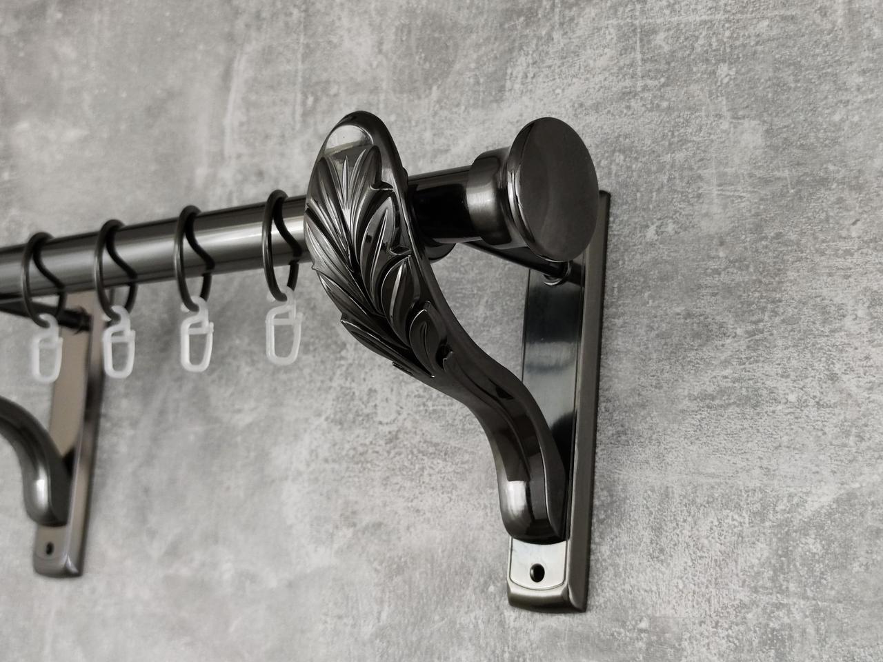 Карниз MStyle металлический для штор однорядный Дуо 25 мм гладкий 160 см Оникс (5020676)