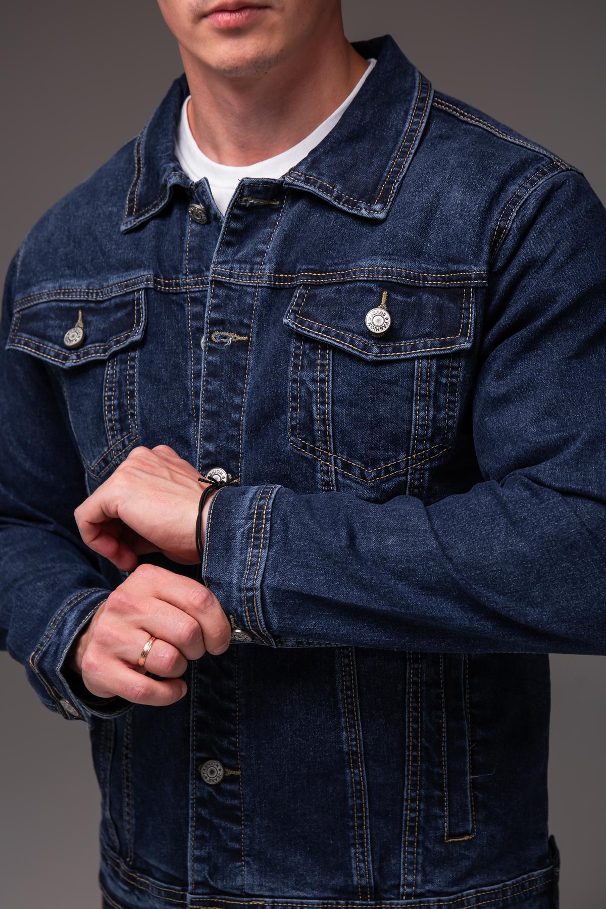 Куртка джинсовая мужская весенне-осенняя 5XL Синий (2405/1/6) - фото 9