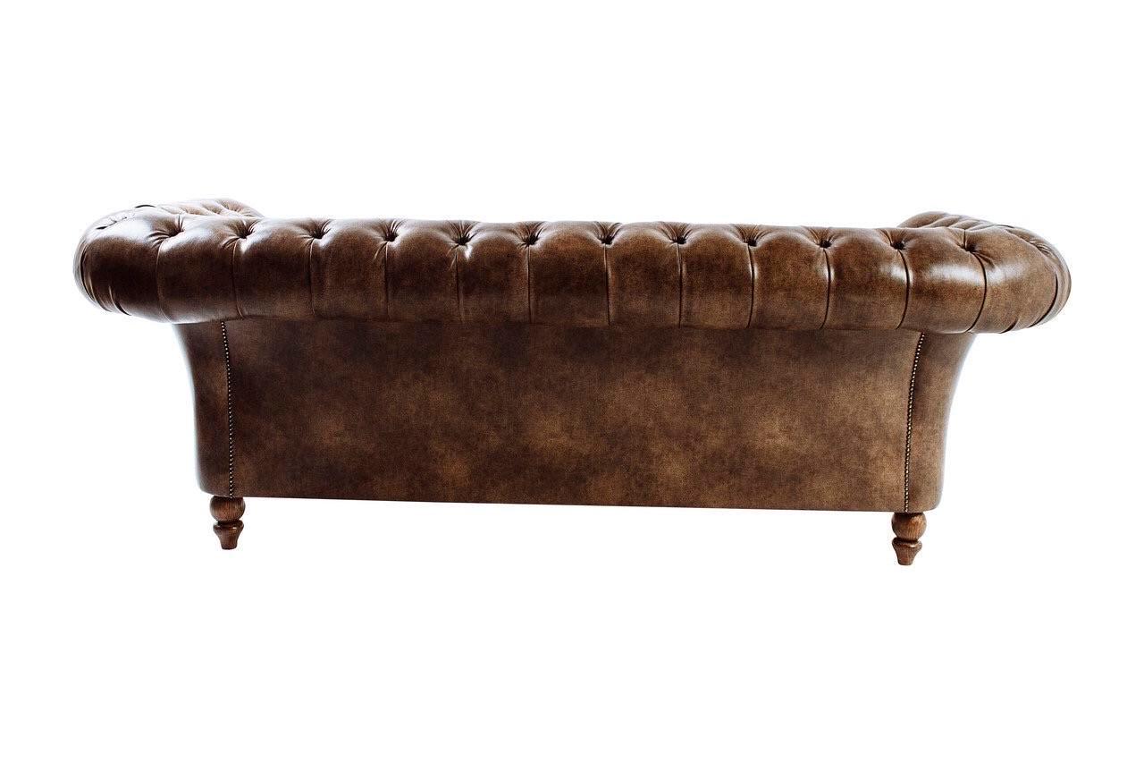 Диван MeBelle CHESTERFIELD кожаный 2,2м Черный/Темно-коричневый (D_010_l) - фото 2