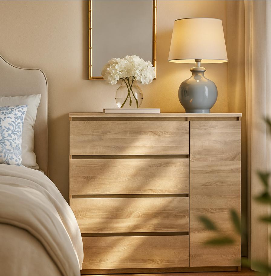 Комод Мастер Форм Брайт ДСП 4/1 телескопические направляющие правосторонний 1000х376х950 мм Сонома