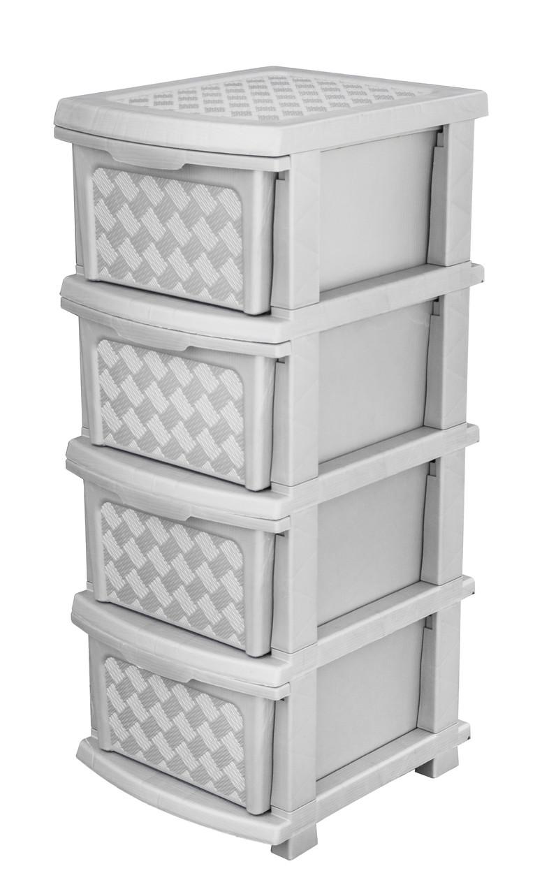 Комод пластиковый R-Plastic 04006 Компакт плюс на 4 ящика 86x40x34 см Металлик (5156-МТ) - фото 2