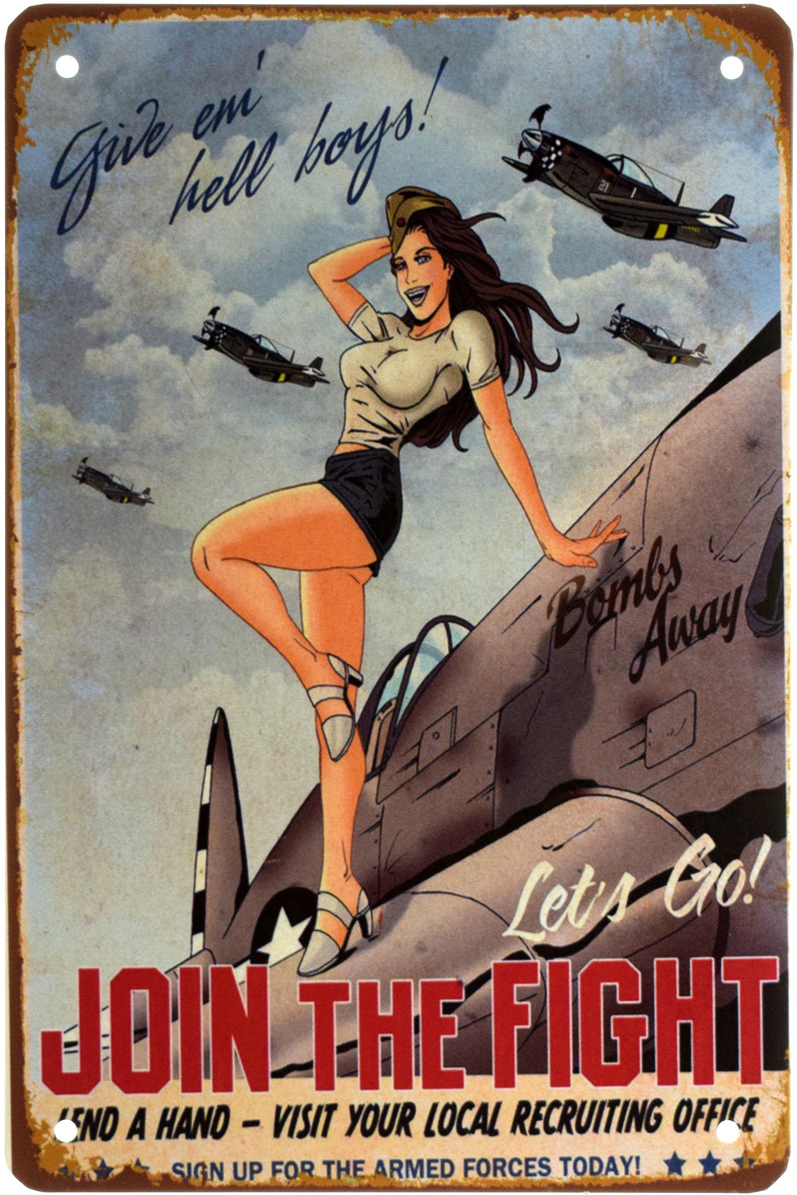 Табличка металева Приєднуйтесь До Битви Бомби Геть/Join The Fight Bombs Away 20x30 см