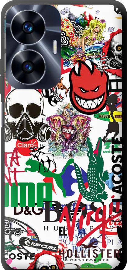 Чехол на Realme C55 Many different logos (4022b-2992-42517)