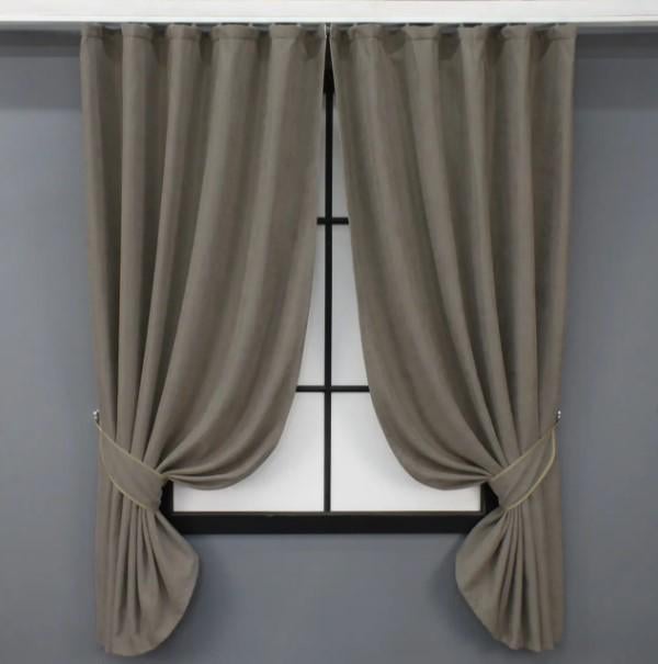 Комплект штор мікровелюр 1,3х1,7 м 2 шт. Світле какао (963ш)