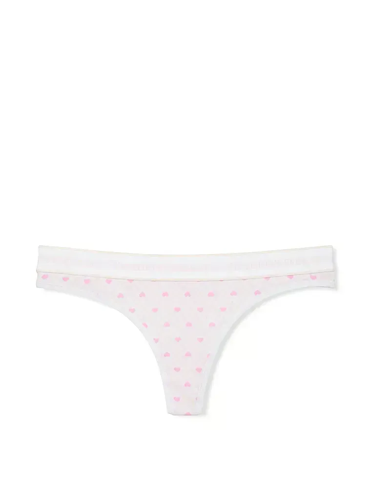 Труси Victoria's Secret Logo Cotton Thong Panty M Білий (28768730)
