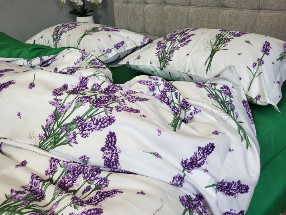 Комплект постельного белья Premium Lavender евро на резинке сатин Green