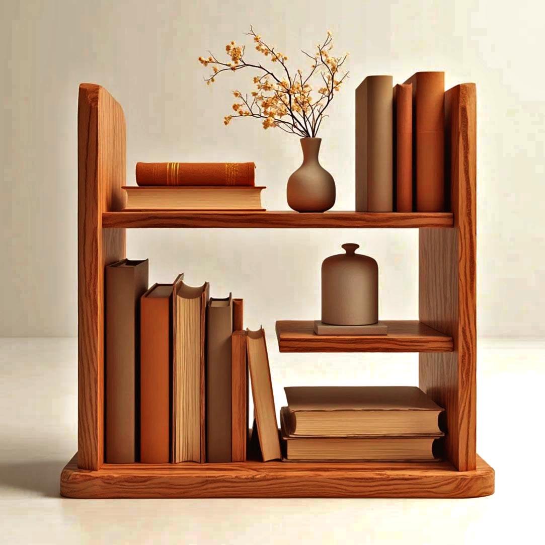Полка книжная настольная из дерева Тенуар Охра (КПА-016504)