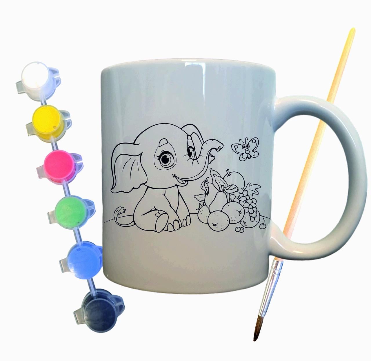 Набор для творчества кружка раскраска Слонёнок 330 мл Белый (КР0046)