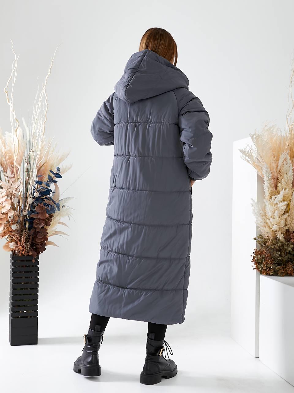 Куртка-пальто зимнее длинное Аiza А520 р. 42-44 Темно-серый (А520_42-44 графіт) - фото 5 Куртка-пальто зимнее длинное Аiza А520 р. 42-44 Темно-серый (А520_42-44 графіт) - фото 5