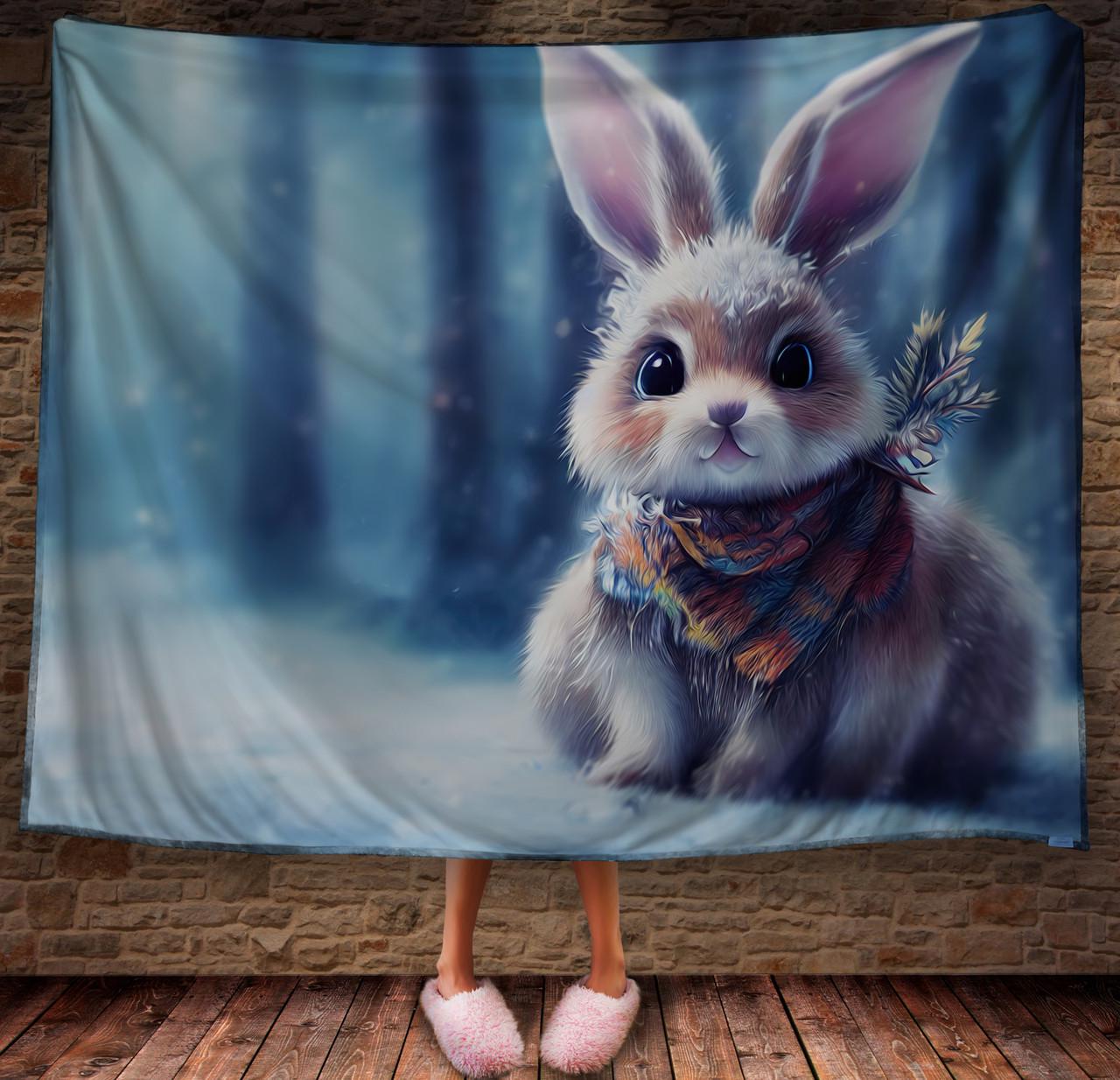 Плед с 3D принтом 08 Кролик в зимнем сказочном лесу 150х200 см (epi_1820)