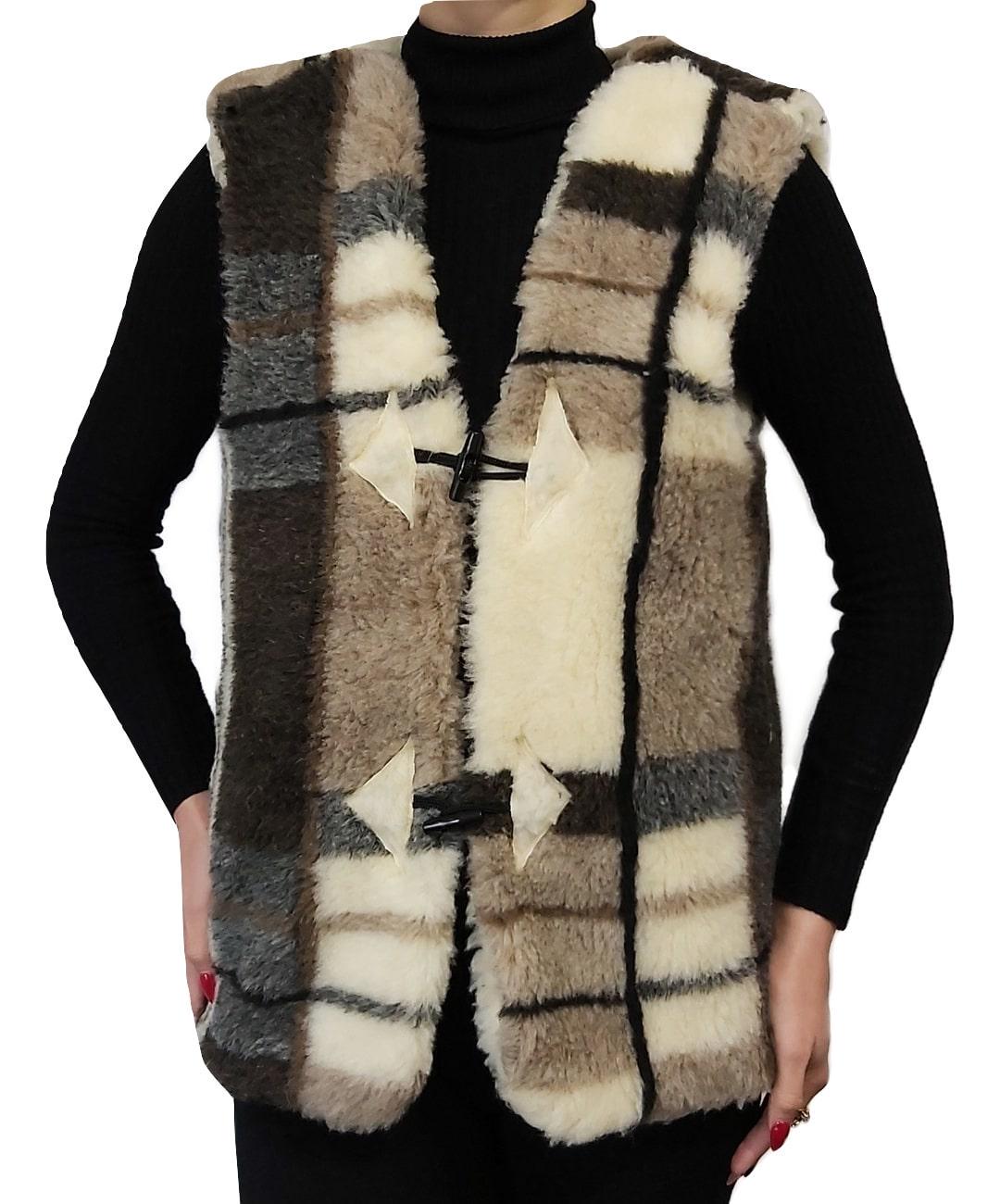 Жилетка из овчины эко-шерсть теплая Клетка р. 54 (358) Жилетка из овчины эко-шерсть теплая Клетка р. 54 (358)