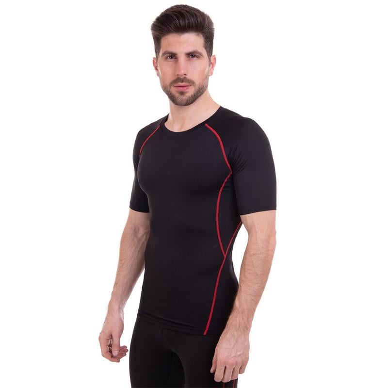 Футболка компрессионная с коротким рукавом мужская LIDONG LD-1103 3XL Черный/Красный