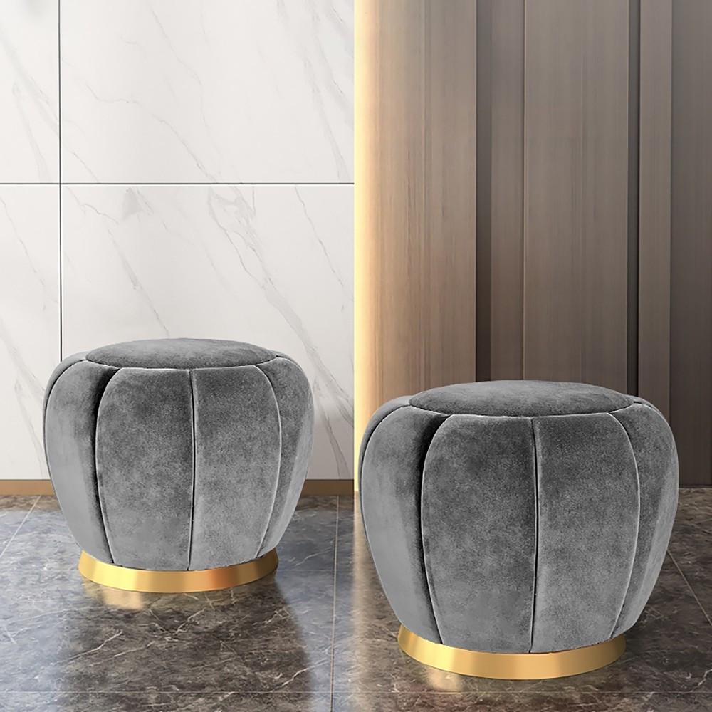 Пуф MeBelle Richie велюр 59х48 см Світло-сірий (P_017_s) - фото 7