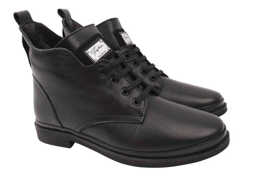 Ботинки женские Phany из кожи на низком ходу р. 39 Черный (187-20DHC)