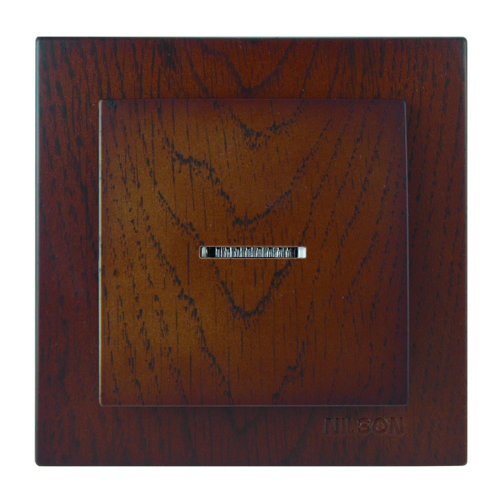 Выключатель одноклавишный с подсветкой Nilson Touran Орех (00000006993)
