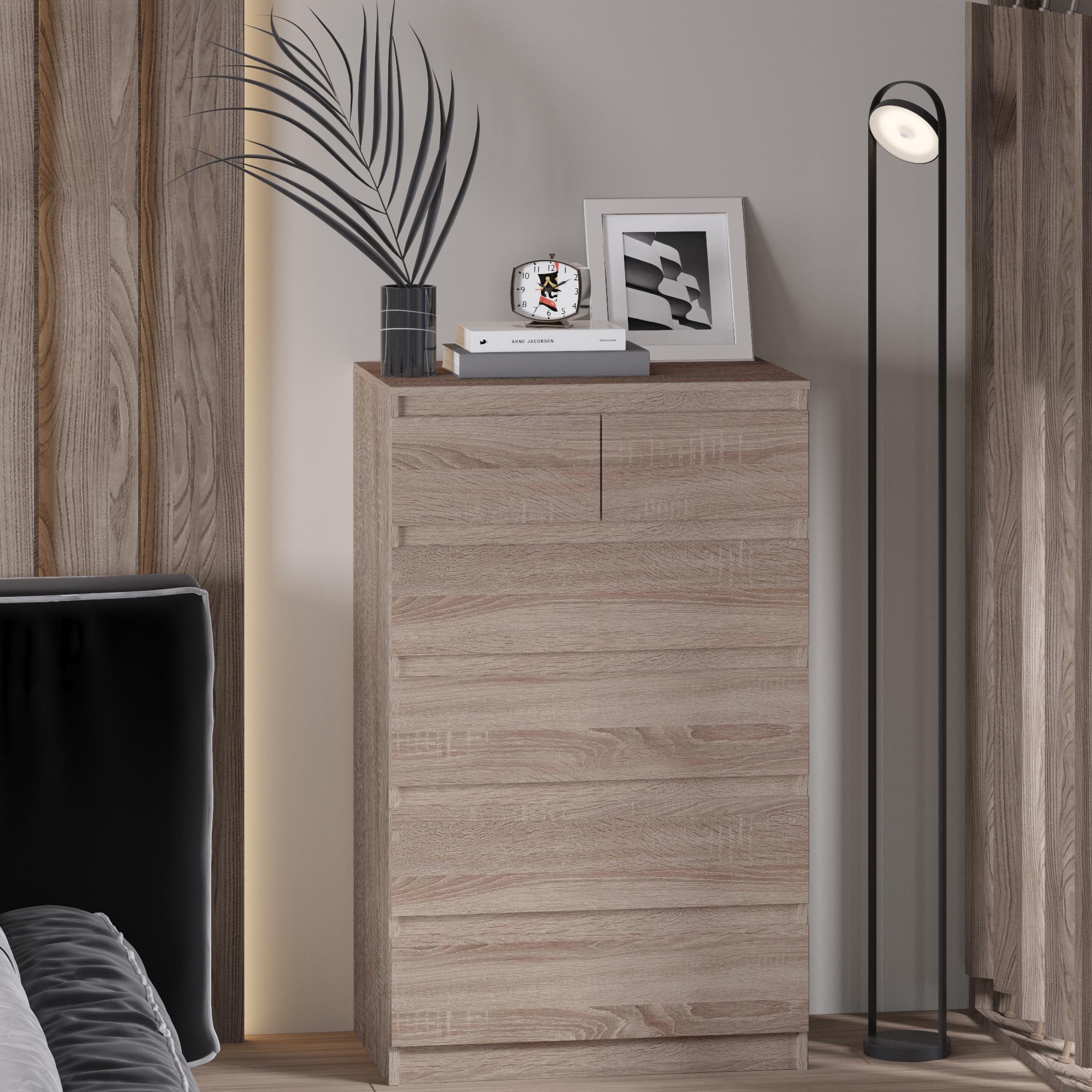 Комод на 6 ящиков без ручек Line KF2+F4 700x450x1270 мм Дуб Сонома Трюфель