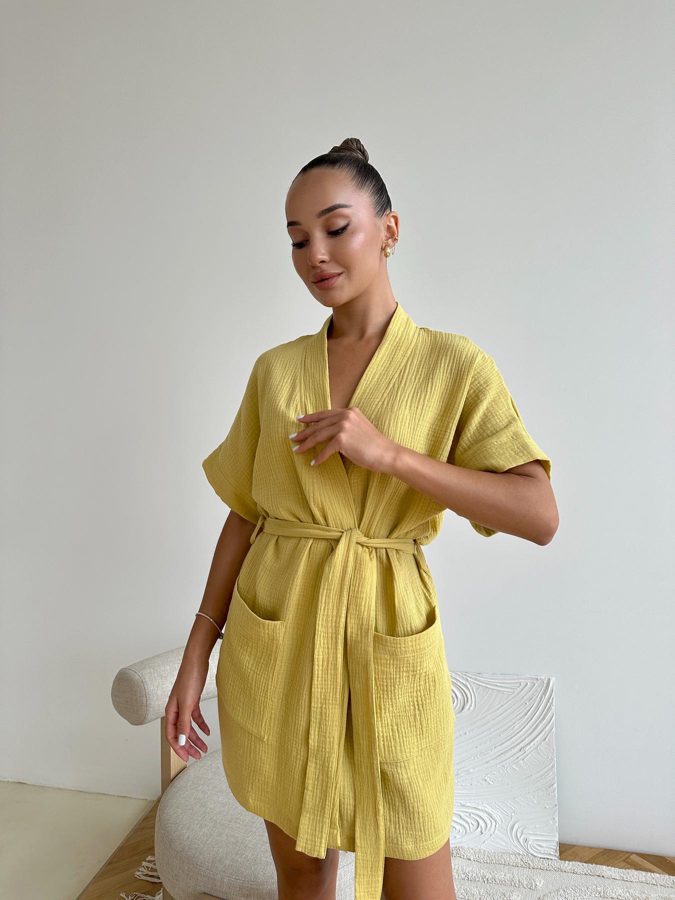 Халат женский COSY Hawaii из муслина L Горчица (M21) - фото 4