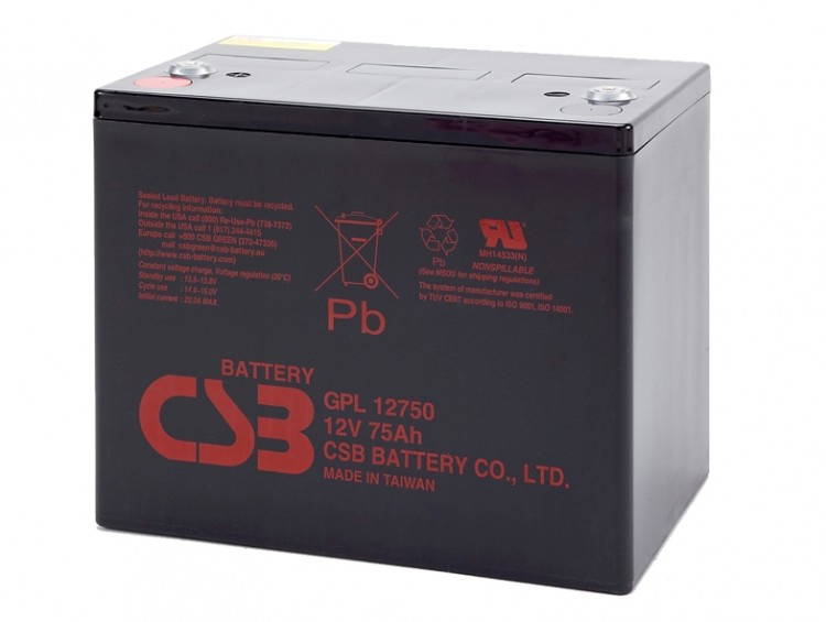 Аккумулятор свинцово-кислотный CSB GPL12750 12V 75 Ah для ИБП и солнечных систем (3408) Аккумулятор свинцово-кислотный CSB GPL12750 12V 75 Ah для ИБП и солнечных систем (3408)