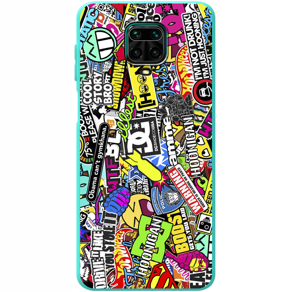 Чехол Boxface Xiaomi Redmi Note 9S Multicolored Inscriptions Мятный силикон (39475-up880-39917)