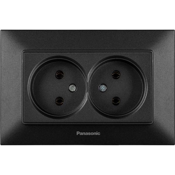 Розетка Panasonic Arkedia Slim без з/з 2-ая Черный (15625-е)
