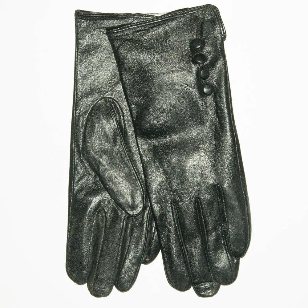 Перчатки женские кожаные на плюше M Черный (F29-3) Перчатки женские кожаные на плюше M Черный (F29-3)