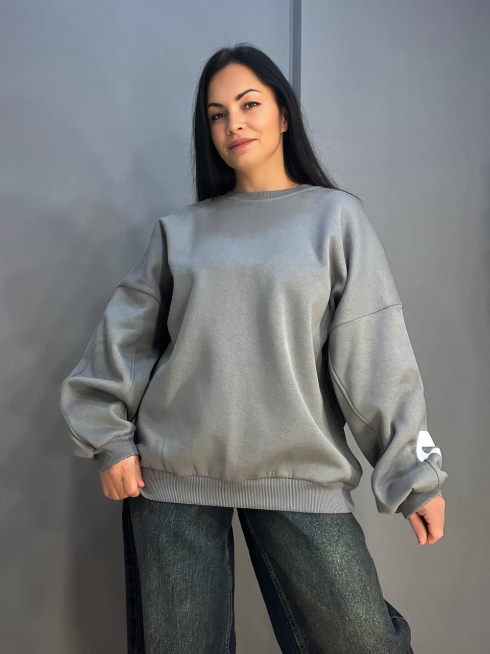 Світшот жіночий DAVRAS 6000 PLEASED подовжений утеплений на флісі OS Сірий (1247) - фото 4 Світшот жіночий DAVRAS 6000 PLEASED подовжений утеплений на флісі OS Сірий (1247) - фото 4