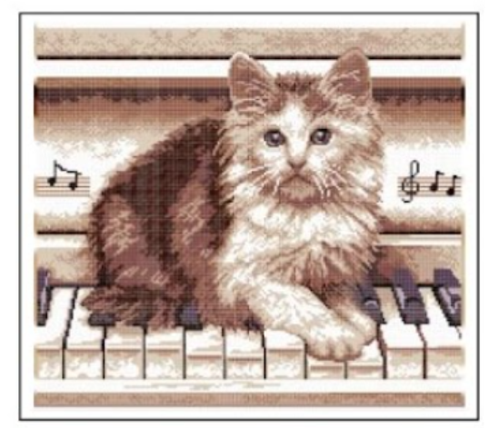 Схема для вышивки бисером Золотая Подкова Котенок на пианино ЗПТ-004 (2946)