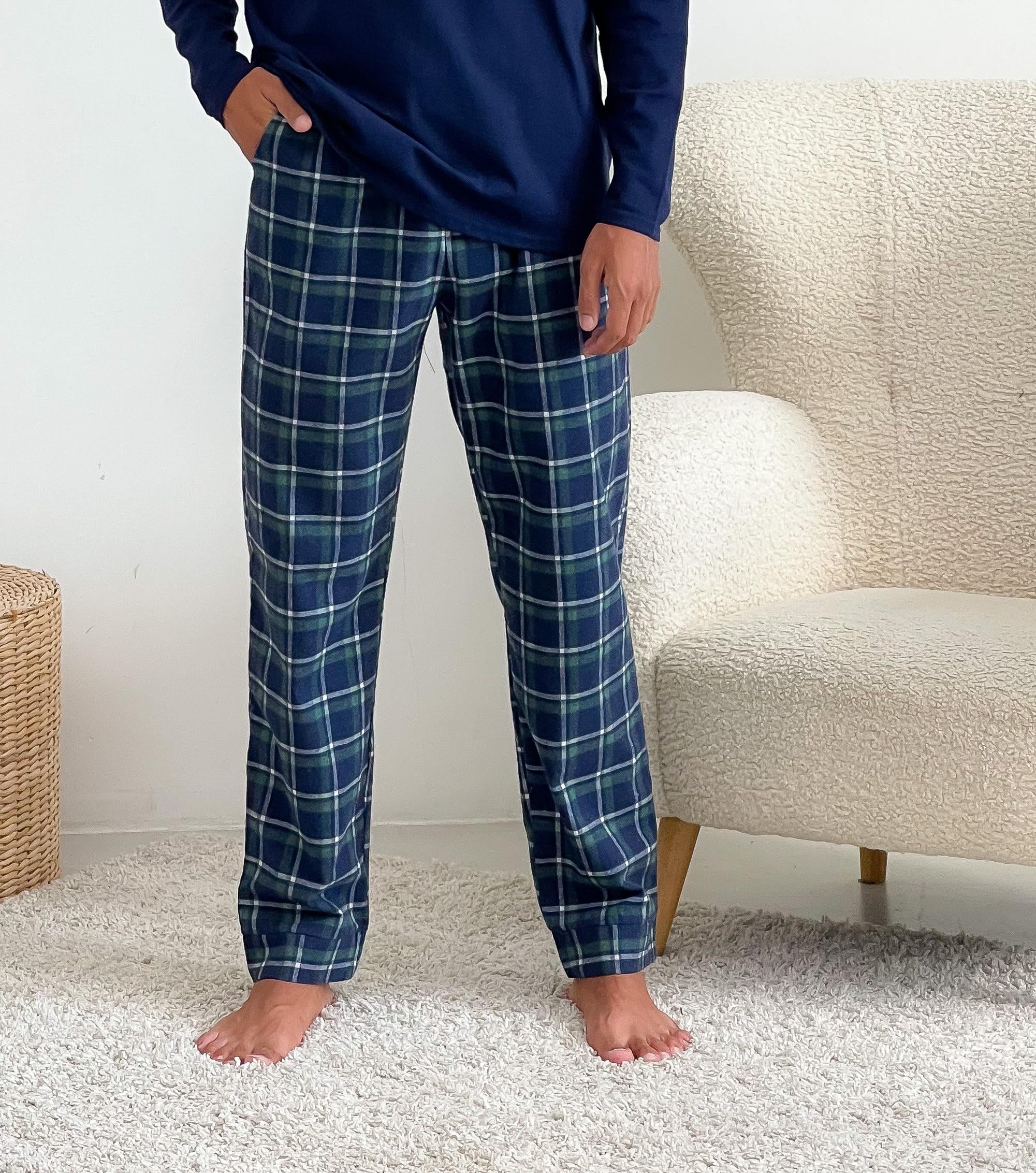 Мужские пижамные брюки COSY из фланели M Зеленый/Синий/Белый (F100PM) Мужские пижамные брюки COSY из фланели M Зеленый/Синий/Белый (F100PM)