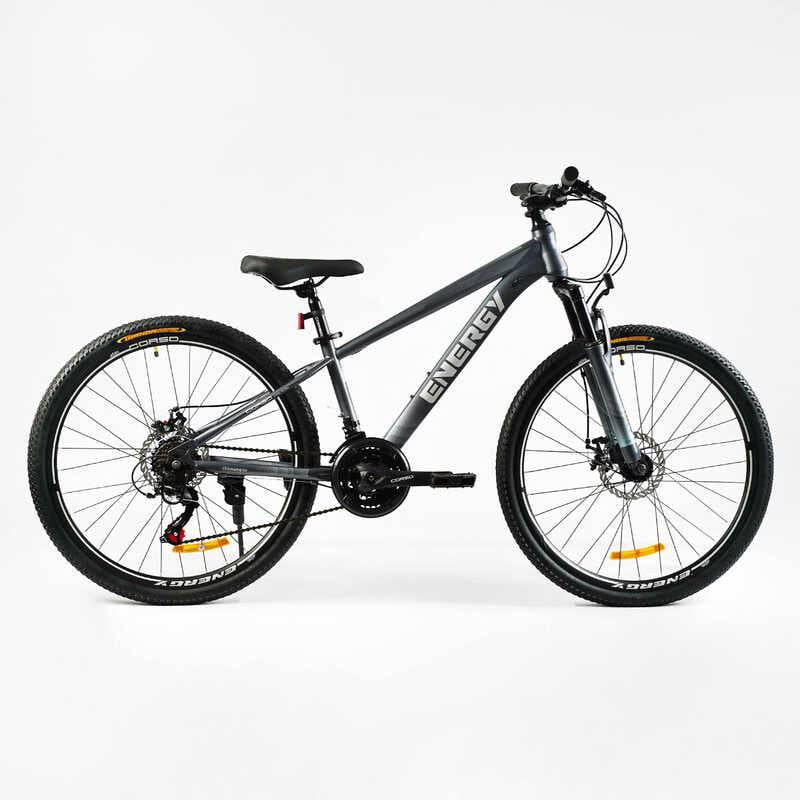 Велосипед спортивний Corso ENERGY 26" 21 швидкостей сталева рама 13" перемикачі Shimano Grey (138161)