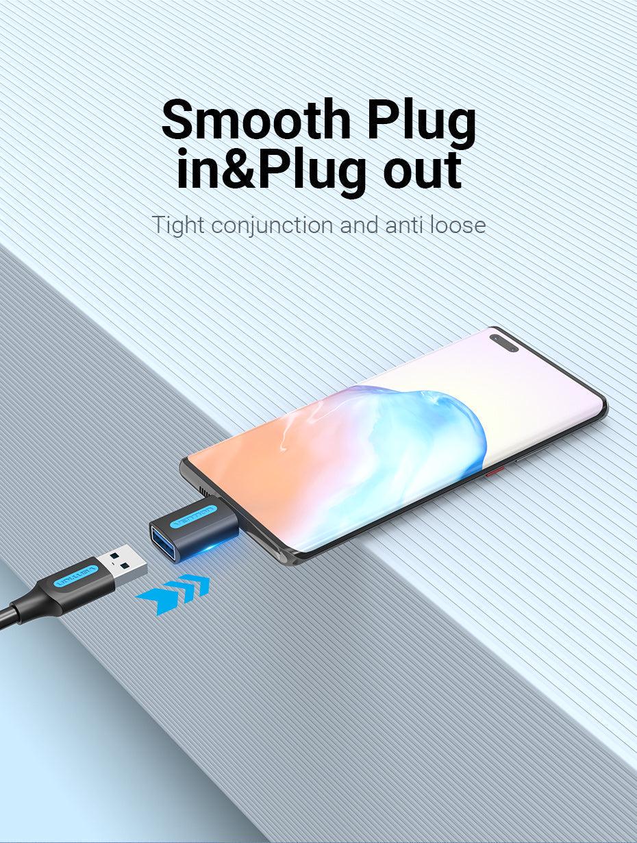 Перехідник Vention Type-C-USB 3.0 OTG 15W 3A/5V USB-C Thunderbolt на USB-A Чорний (CDUB0) - фото 3 Перехідник Vention Type-C-USB 3.0 OTG 15W 3A/5V USB-C Thunderbolt на USB-A Чорний (CDUB0) - фото 3