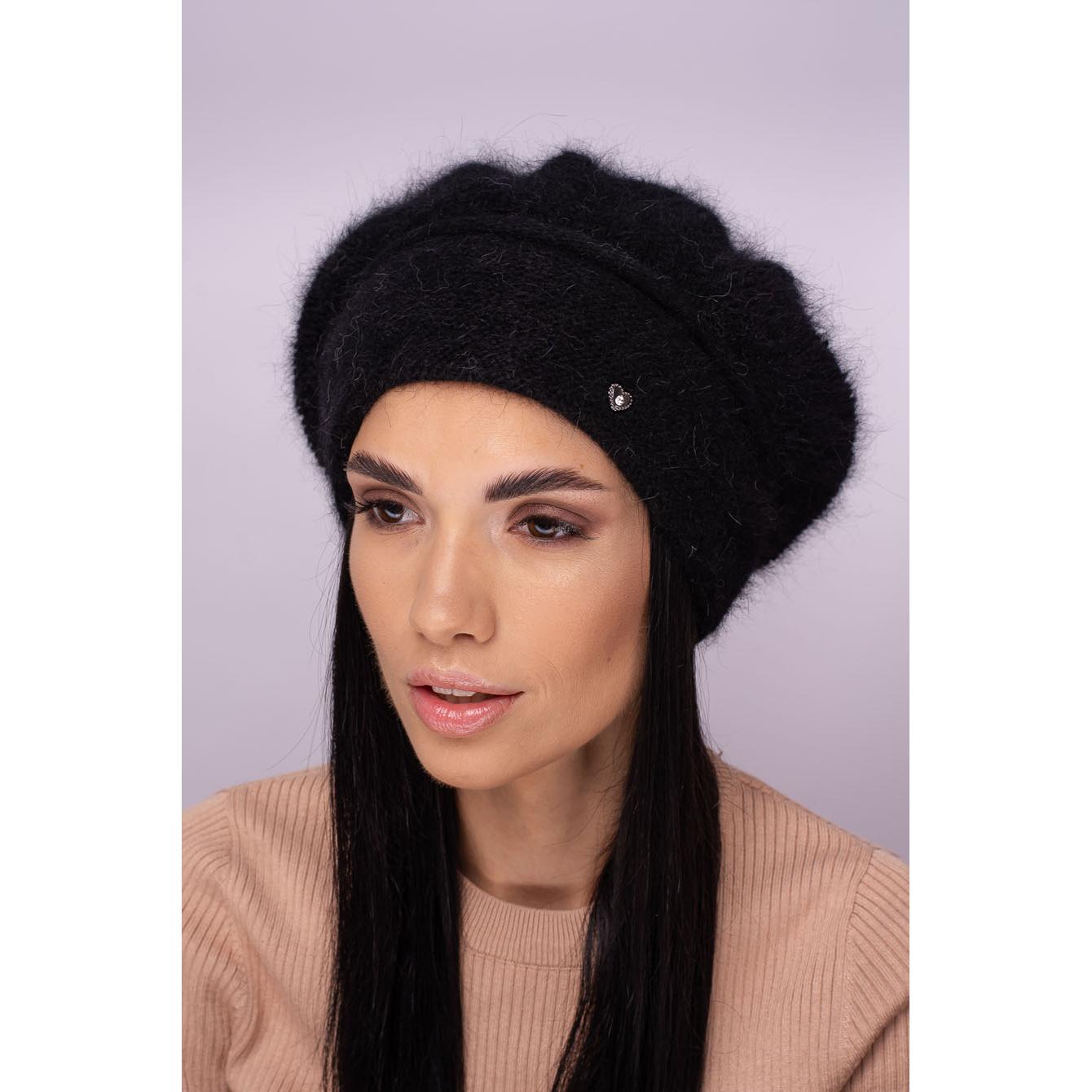 Берет женский двойной ангоровый Leks Жаклин one size Черный