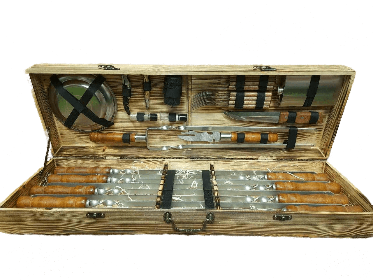 Набор шампуров для люля-кебаб Master с аксессуарами в деревянном кейсе 730х15х3 мм (12288722)