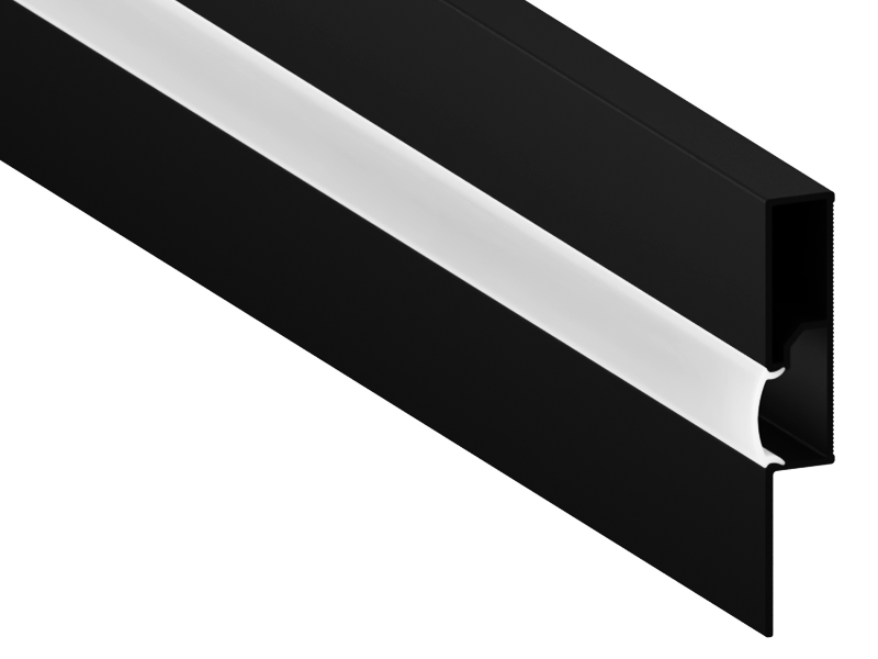 Плінтус алюмінієвий LEDUA АЛ-69 з розсіювачем для LED стрічки накладний 2 м Чорний (8959)