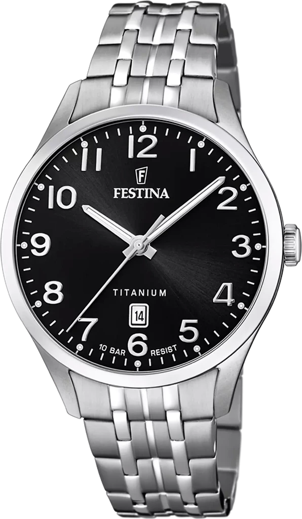 Наручные часы мужские Festina F20466/3 Titanium с титановым корпусом WR 100 м и черным циферблатом