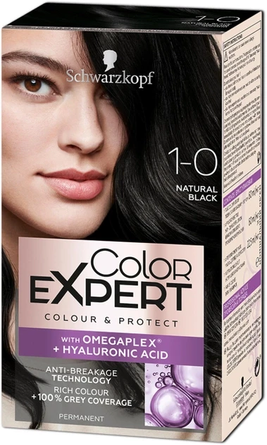 Крем-фарба стійка Color Expert з гіалуроновою кислотою 1-0 Глибокий чорний