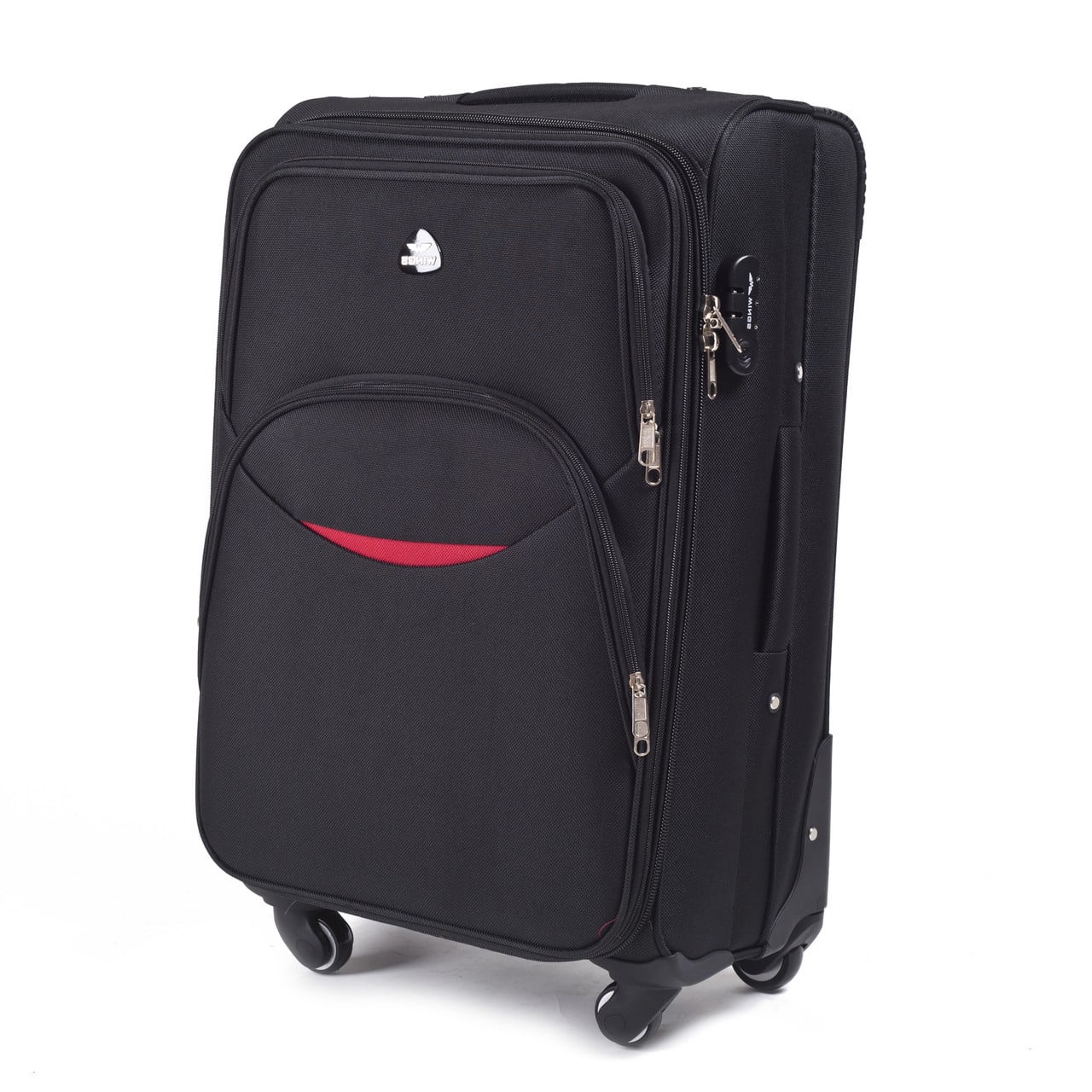 Чемодан ручная кладь Wings 1708 малый на 4 колесах 54х35х22 см Черный