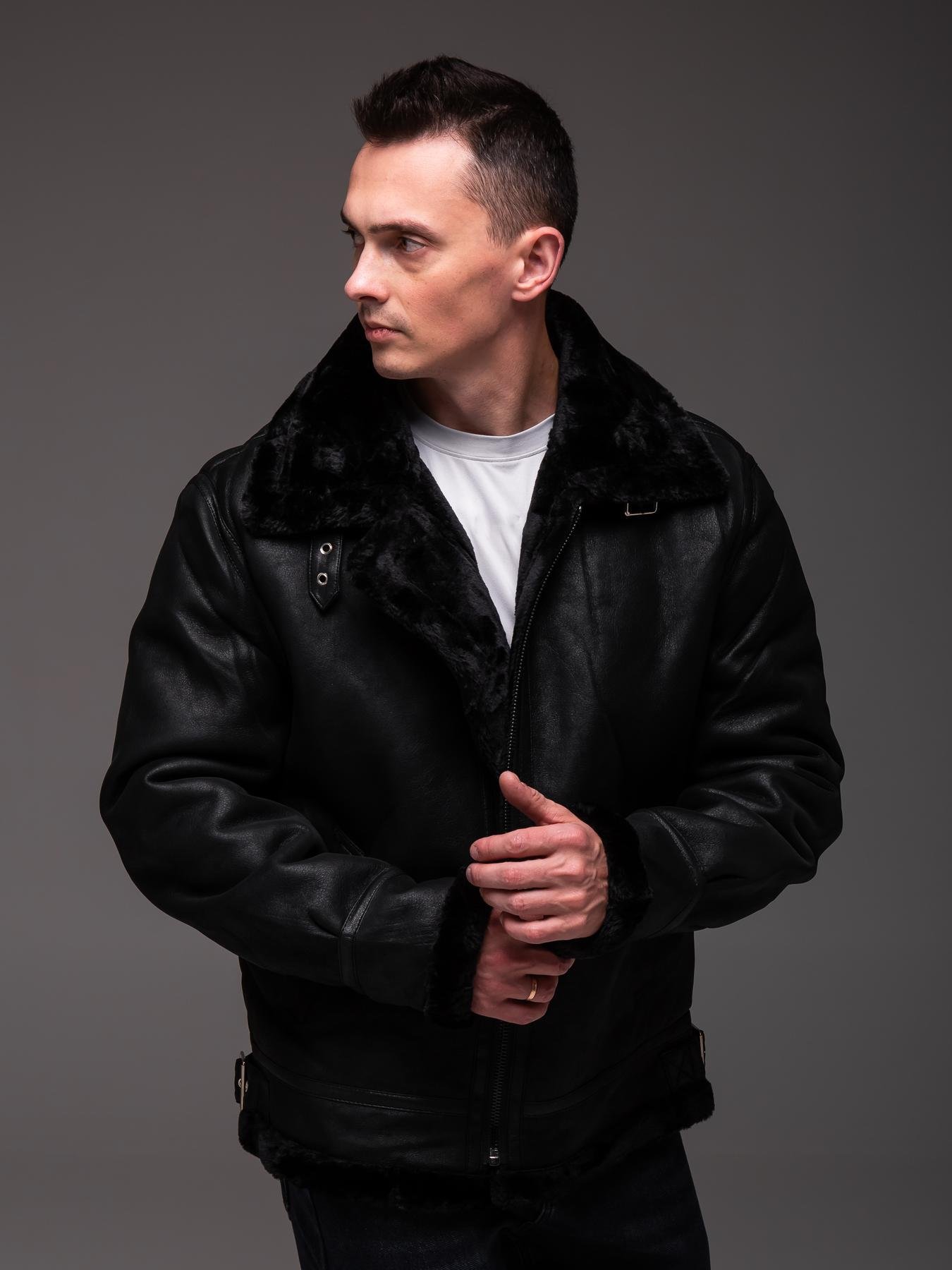 Куртка чоловіча зимова на хутрі/еко шкіра до -10°С M Чорний (2426/1/2) Куртка чоловіча зимова на хутрі/еко шкіра до -10°С M Чорний (2426/1/2)