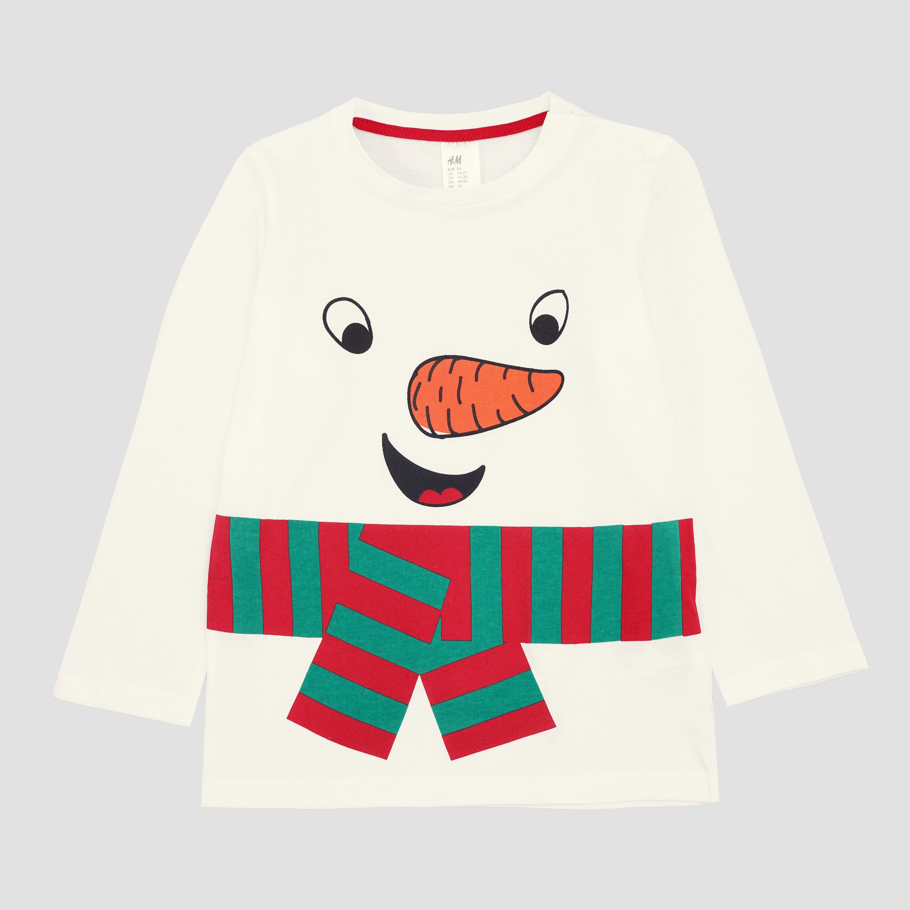 Лонгслів H&M Принт р. 92 см Білий (2001723206)