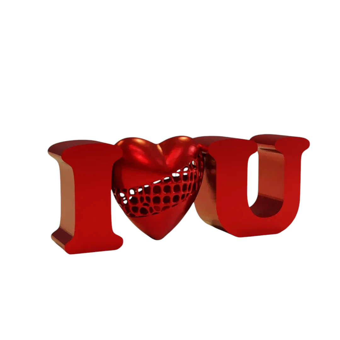 Буквы декоративные I Love U Heart 12 см 3D-печатная Красный