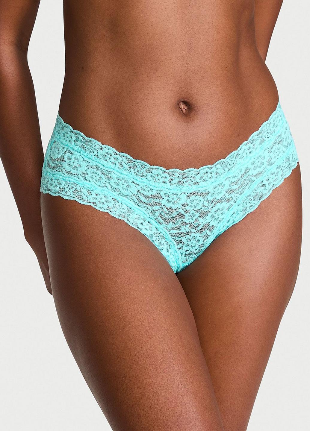 Трусики кружевные Victoria's Secret Lace Cheeky S Голубой (7040000419058QDGS)