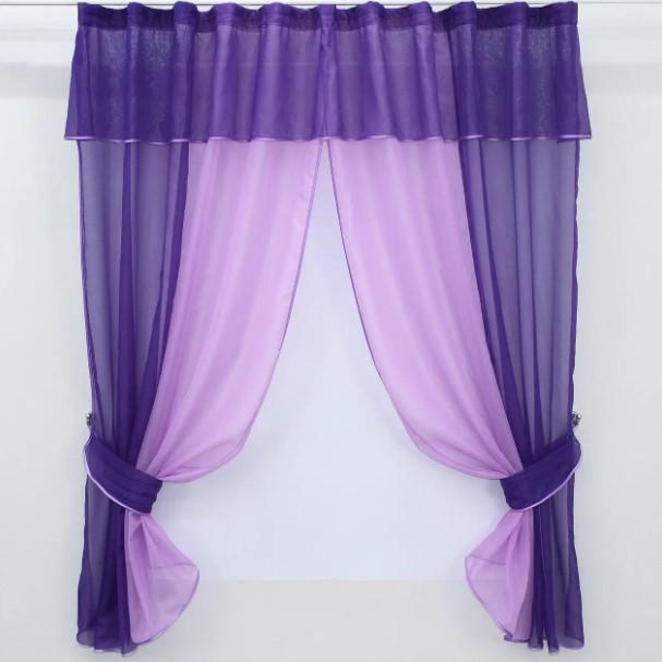 Занавеска на кухню/балкон шифон 270х170 см Фиолетовый/Сиреневый (090к)