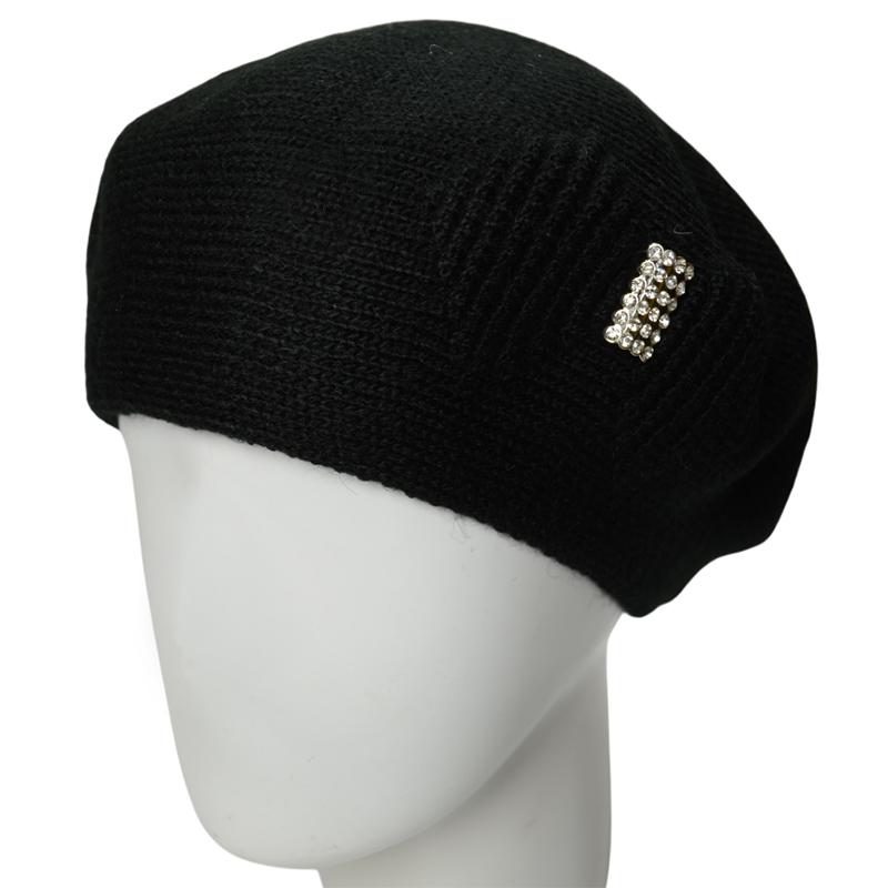 Берет женский двойной Lirus Віолета теплый зимний Черный