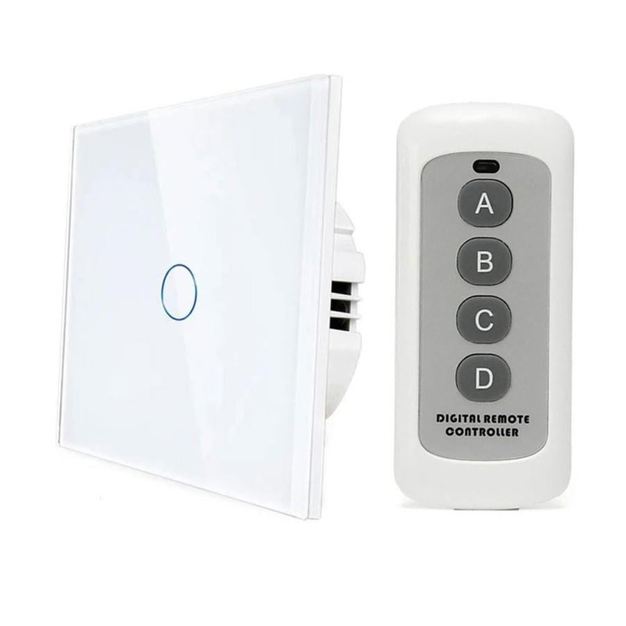 Выключатель смарт сенсорный настенный Tuya со стеклянной поверхностью на 1 канал 220 В управление через смартфон и пульт