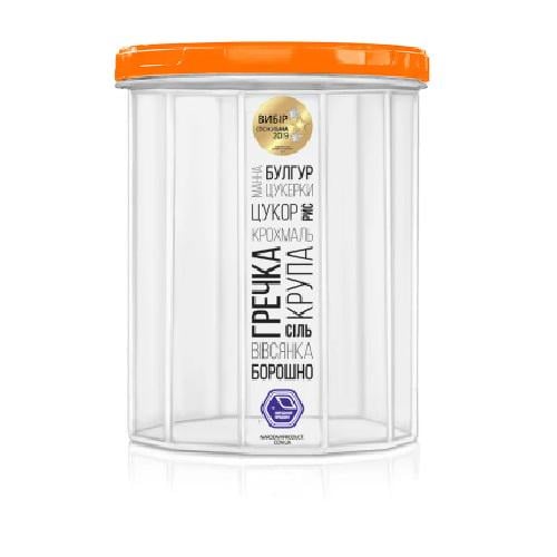 Контейнер харчовий Stenson з різьбленням 1 л d 11х13,5 см Помаранчевий (NP-83о)