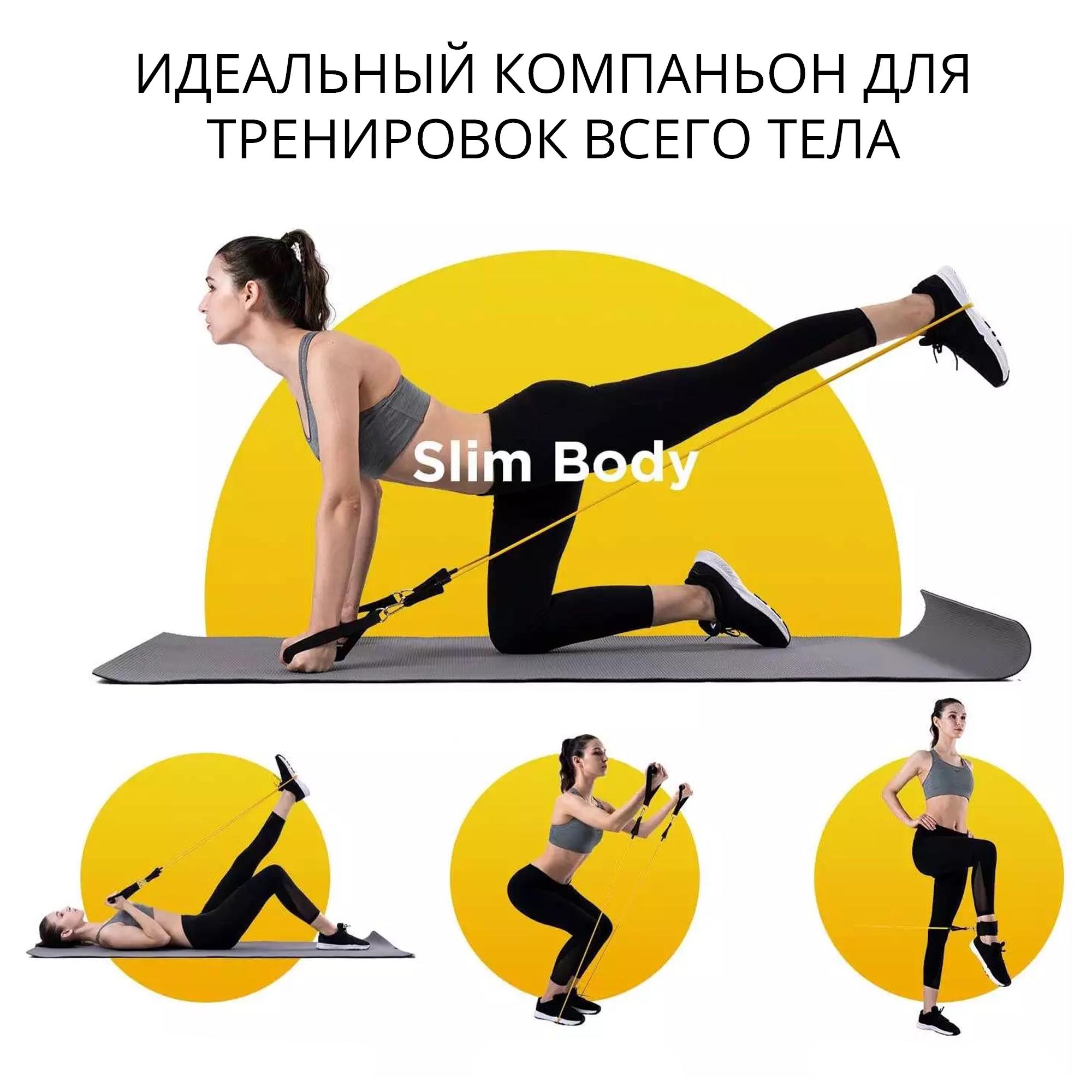 Набор трубчатых эспандеров Power Resistance Bands разной нагрузки со съемными ручками/держателем для ног/дверным фиксатором 11в1 (116) - фото 5