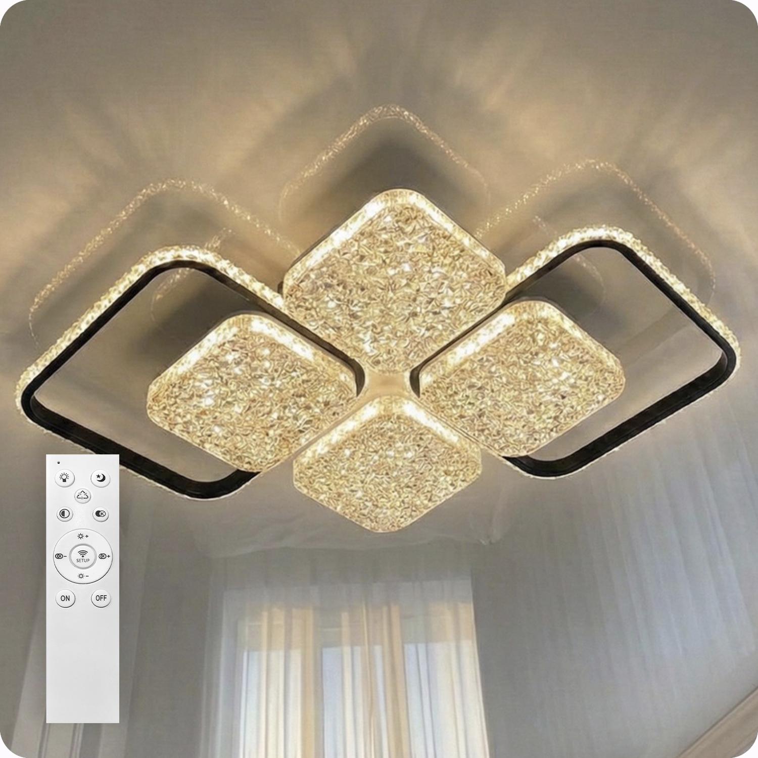 Люстра светодиодная 517 Light с пультом 144 Вт Черный (02128)